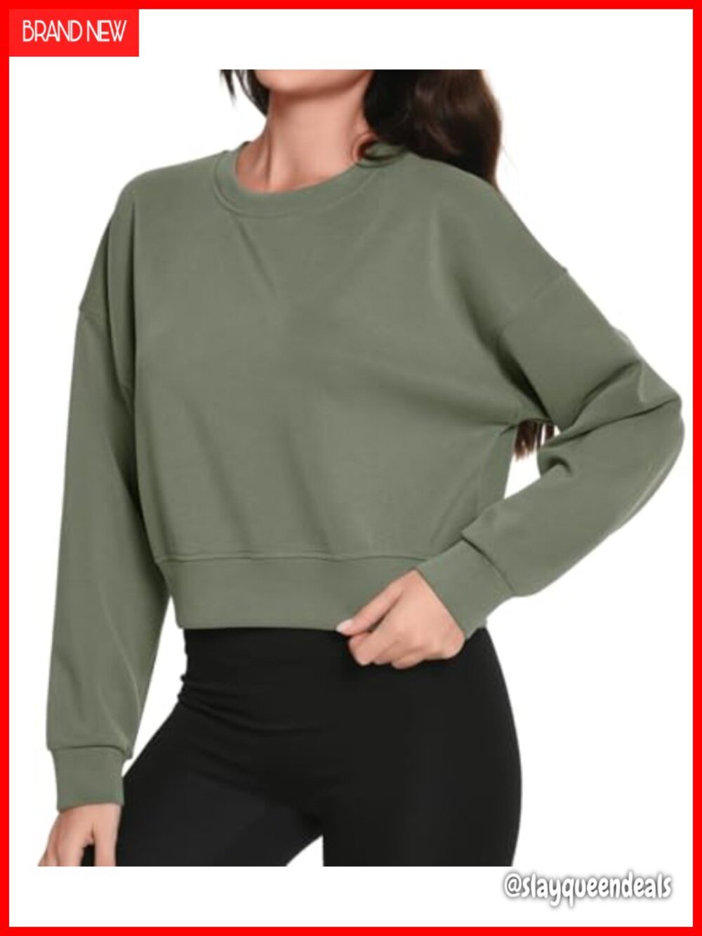 Modal Crop Sweatshirt Womens Loose Crewneck Cropped Pullover Workout Yoga